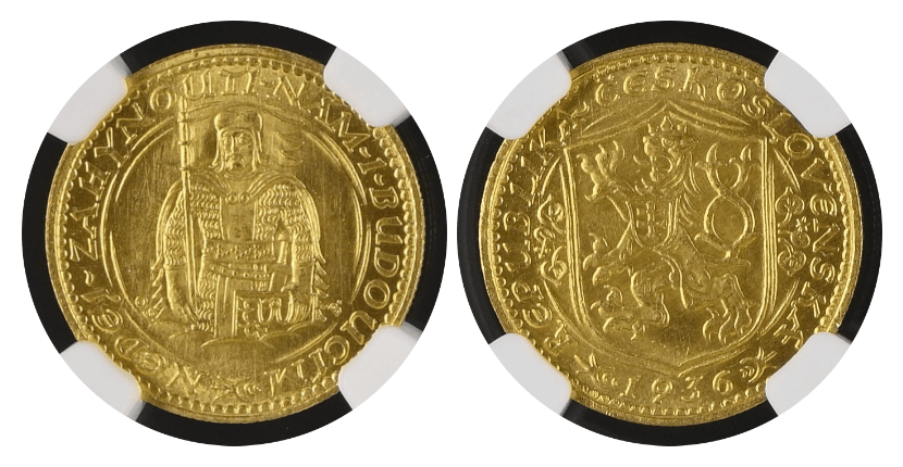 【MS66+】1936年 チェコスロバキア  1ダカット金貨