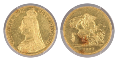 【MS61】1887年 イギリス ヴィクトリア女王 ジュビリーヘッド 5ポンド金貨