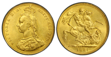 【MS62】1887年 イギリス ヴィクトリア女王 ジュビリーヘッド 1ポンド金貨