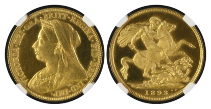 【 PF65 CAMEO】1893年 イギリス ヴィクトリア女王 オールドヘッド 1ソブリン金貨