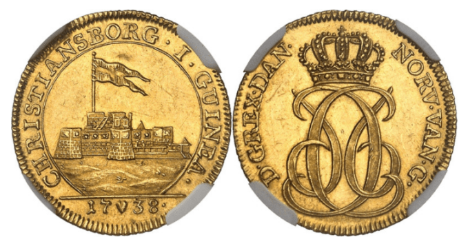 【MS61】1738年 デンマーク クリスチャン6世 1ダカット金貨