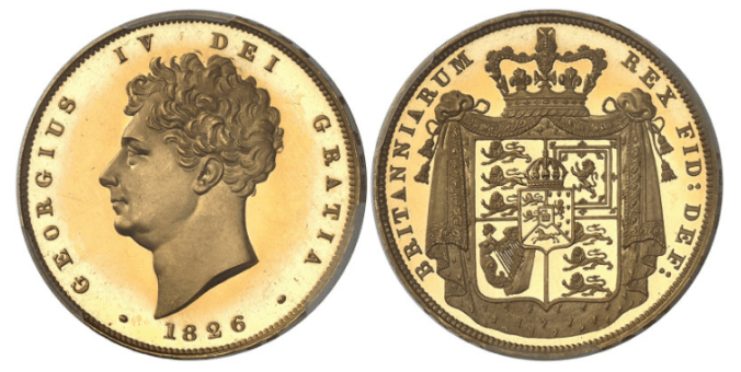 【PR68 DCAM】1826年 イギリス ジョージ4世 2ソブリン金貨