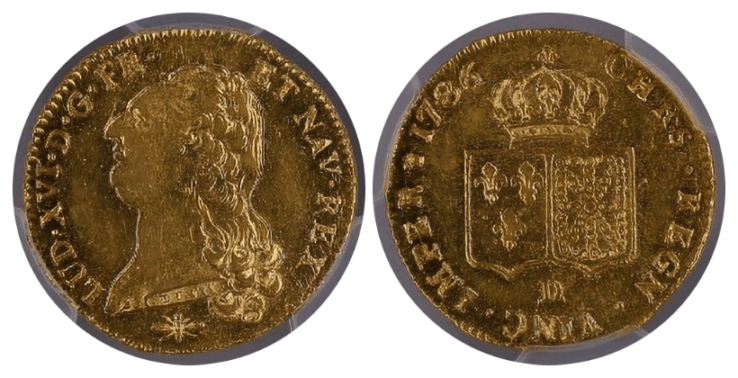 【MS63】1786年D フランス ルイ16世 2ルイドール金貨