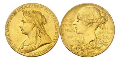 【SP62 MATTE】1897年 イギリス ヴィクトリア女王 ダイヤモンド・ジュビリー公式記念 金メダル