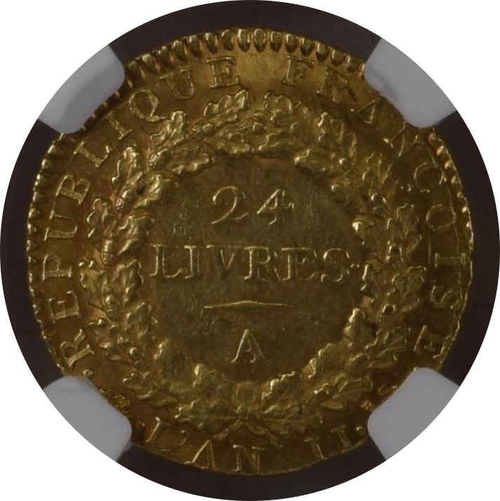 MS63】1793年 フランス 第一共和国 ルイ16世 ルイドール（24