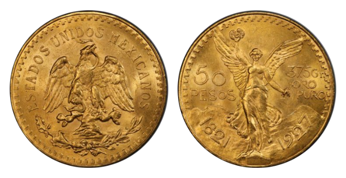 MS62～MS65】1921年～1946年 メキシコ 勝利の女神 50ペソ金貨 15