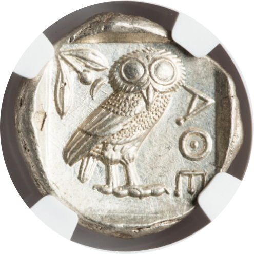 古代ギリシャ　アテナイ　フクロウのテトラドラクマ銀貨/ローマ　デナリウス コイン 古代ギリシャ アテネ フクロウ(BC440-404) テトラドラクマ銀貨