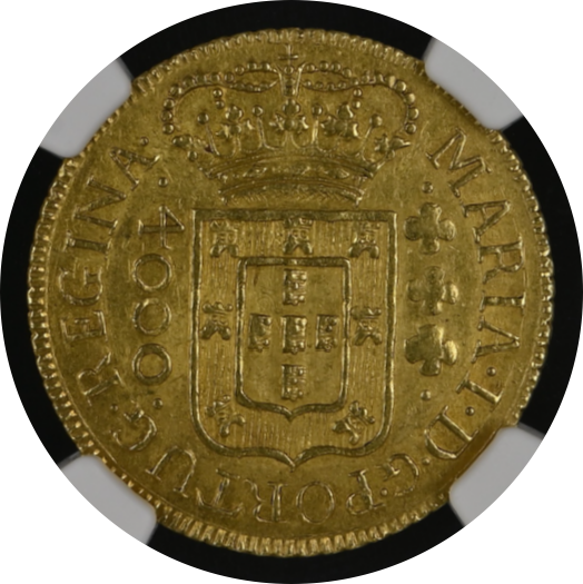MS62】1802年 ポルトガル領ブラジル マリア1世 4000レイス 金貨