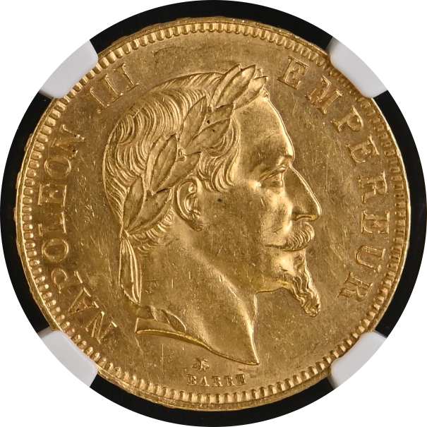 MS61】1864年 フランス第2帝政 ナポレオン3世 有冠 100フラン