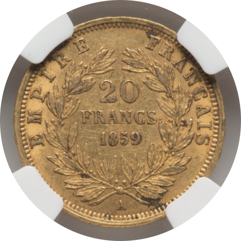 AU53】1859年 フランス 第二帝政 ナポレオン3世 20フラン金貨 | すべて