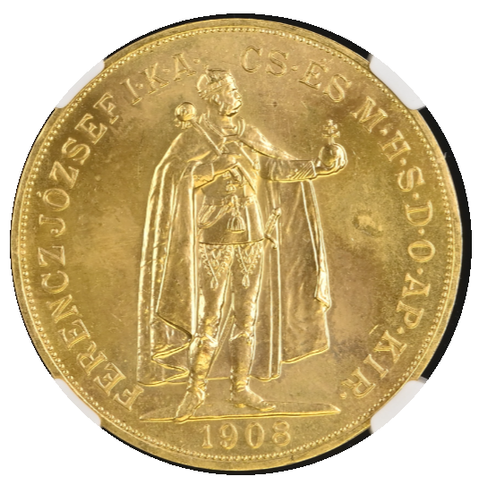 MS67】1908年 ハンガリー フランツ・ヨーゼフ1世 リストライク 100