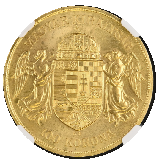 ハンガリー　1908年　10コロナ金貨 ハンガリー王として威厳たっぷりのフランツヨーゼフ1世！珍しい