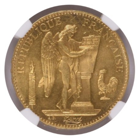 MS65+】1881年A フランス エンジェル 100フラン金貨 | すべての