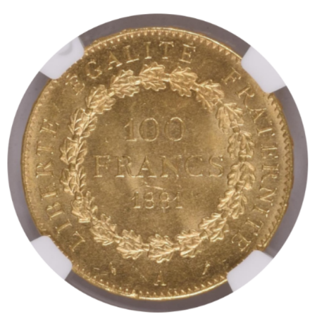 フランス100フラン MS65+】1881年A フランス エンジェル 100フラン金貨 | すべての