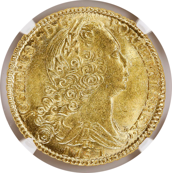 MS64】1757年 ポルトガル領ブラジル ジョゼ1世 6400レイス 金貨