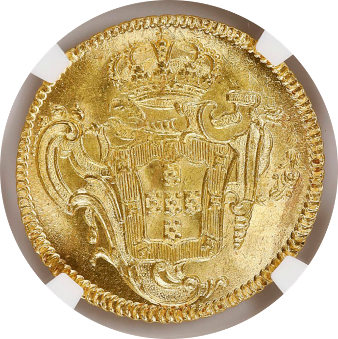 MS64】1757年 ポルトガル領ブラジル ジョゼ1世 6400レイス 金貨