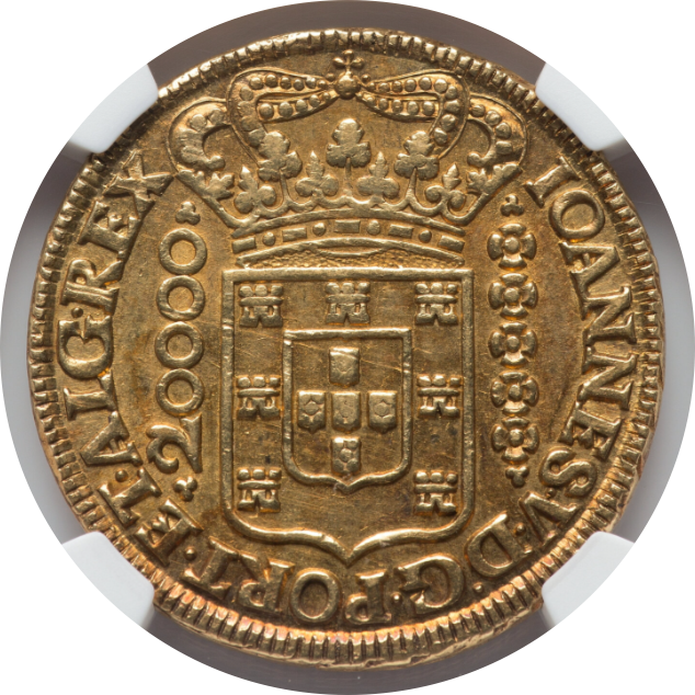 1822年 ブラジル ヨハネス6世 4000レイス 金貨 NGC MS62 希少 1727M ブラジル 20000レイス 超大型金貨 MS62 NGC – CoinBlessing