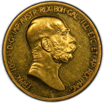 MS61】1908年 オーストリア 雲上の女神 皇位60周年記念100コロナ金貨