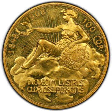 MS61】1908年 オーストリア 雲上の女神 皇位60周年記念100コロナ金貨 MS61】1908年 オーストリア 雲上の女神 皇位60周年記念100コロナ金貨
