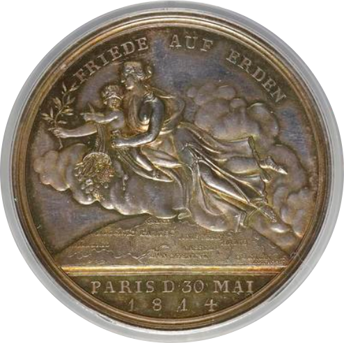 SP63】1814年 ドイツ プロイセン パリ条約 記念銀メダル | すべての