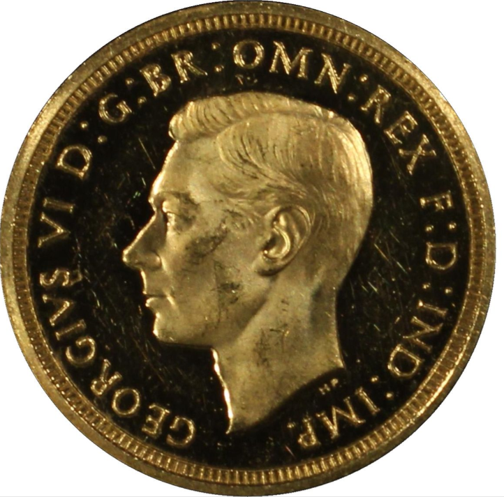 PR64 DCAM】1937年 イギリス ジョージ6世 1/2ソブリン金貨