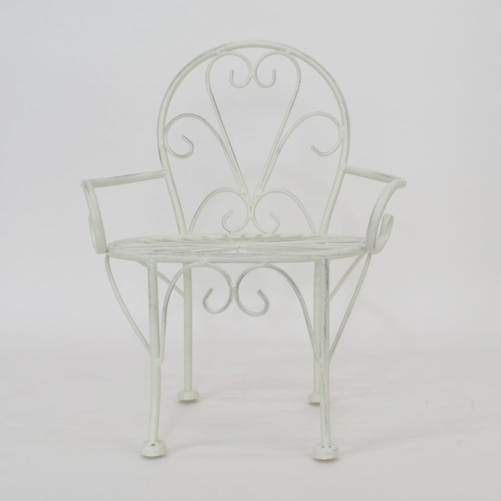 アンティーク　花台 アイアンいす 1P ホワイト 花台 アンティーク風 ガーデニング