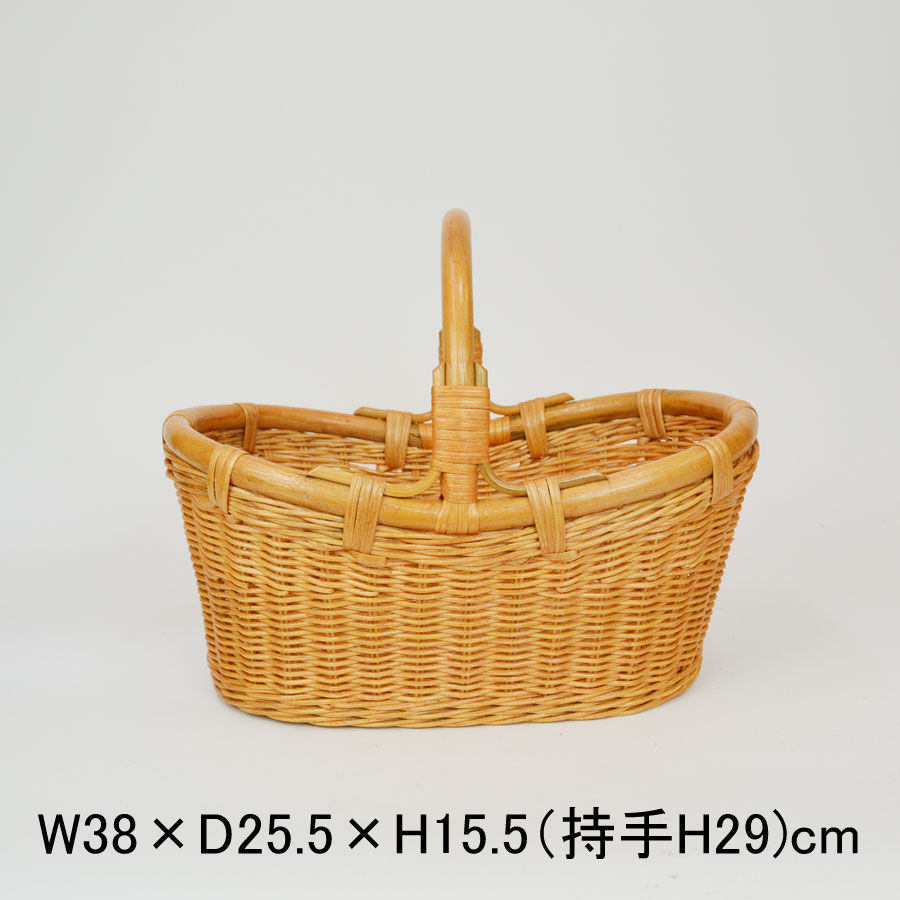 美品‼︎ 籐籠　オーバル型バスケット　ピクニック　インテリア小物入れ　レトロ 美品‼︎ 籐籠 オーバル型バスケット ピクニック インテリア小物