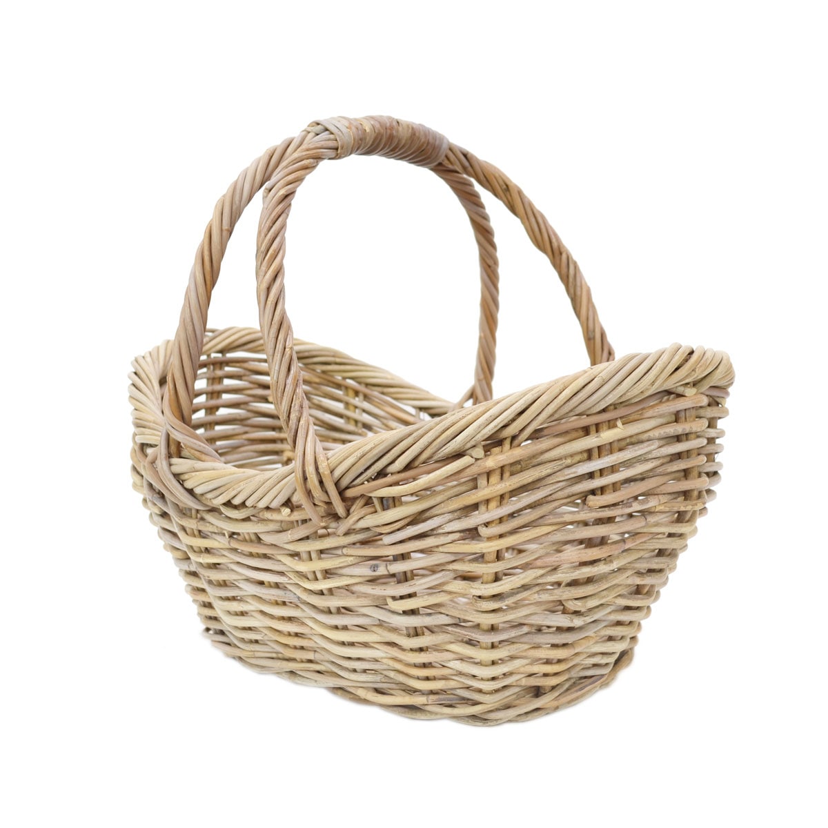 コボバスケット舟形 持ち手付き 大きくて丈夫 可愛い色のバスケット お