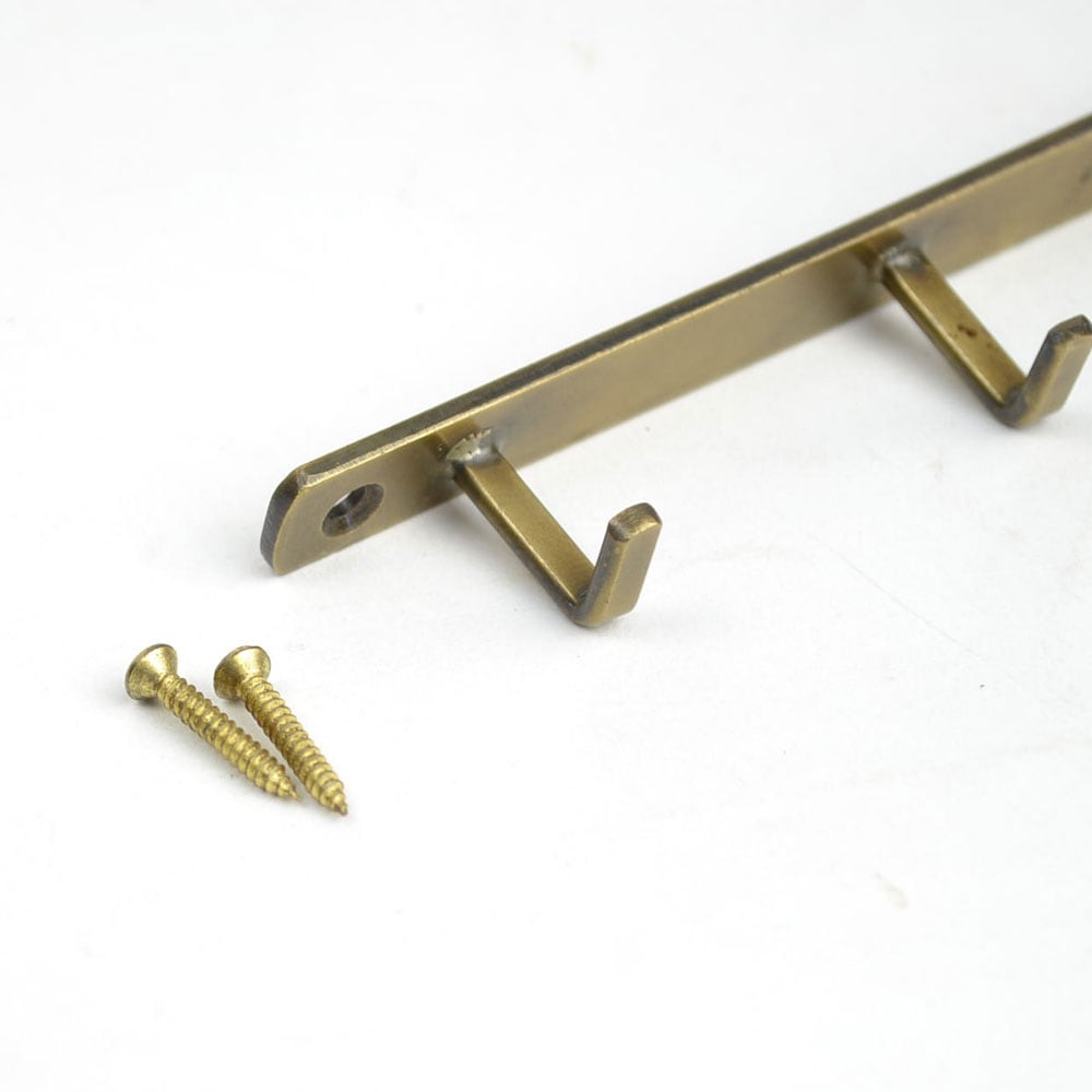 アイアンフラット3フック アンティークゴールド ネジ付