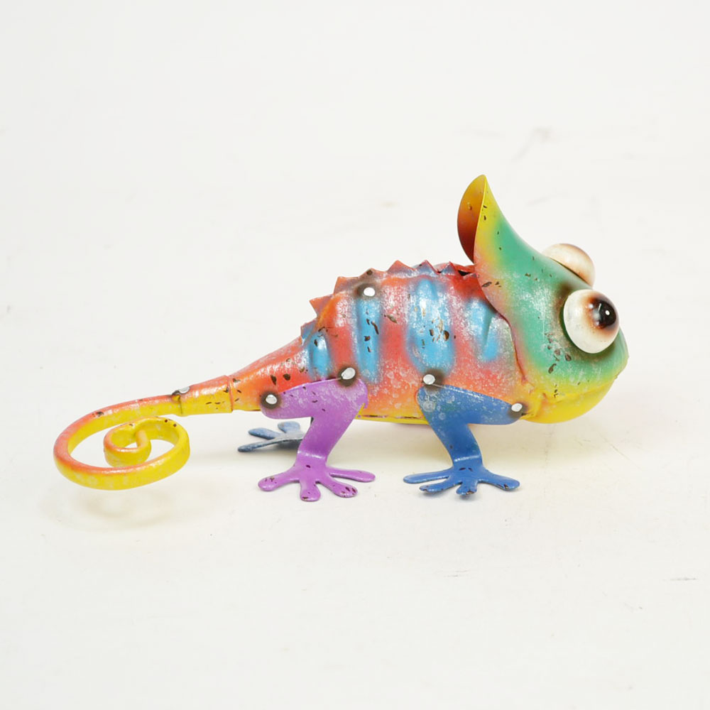 カラフルブリキ カメレオン Sサイズ カラーブリキ エクステリア ガーデニング 動物置物 アニマルオブジェ ユニークな動物 かごバッグとバスケットの専門店 ラタンハウス かごや