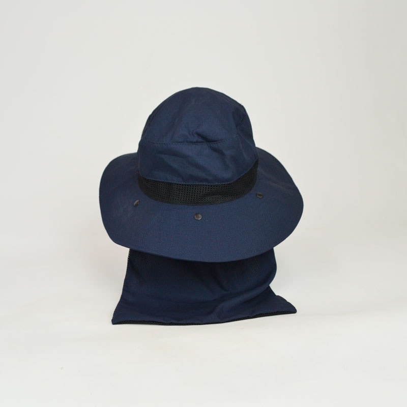 サファリハット アウトドア 帽子 ネイビー つば広 メッシュ