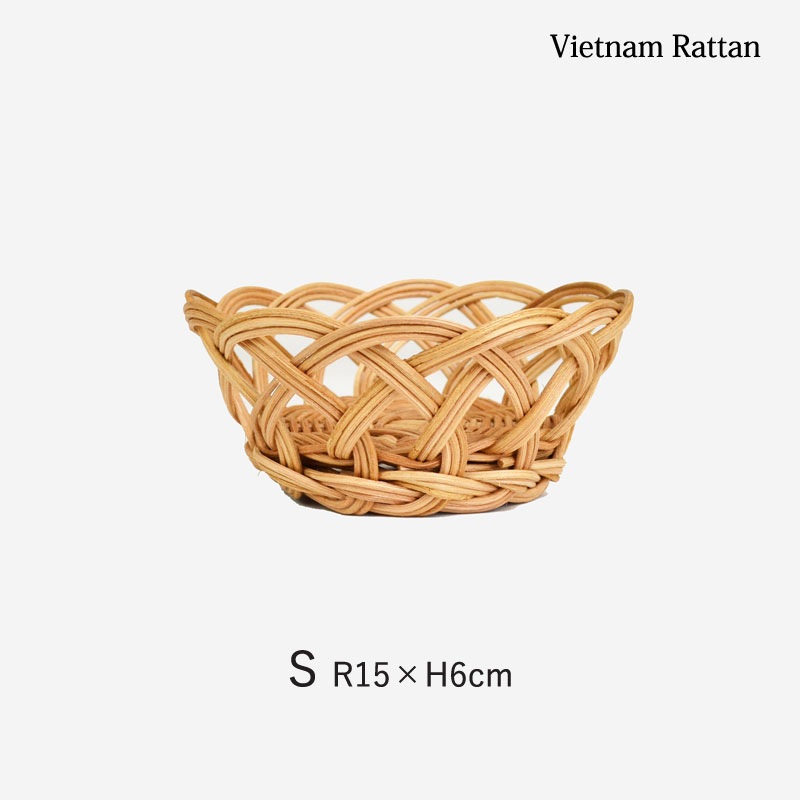 ラタン製 うろこ編み 透かし 丸かご SML セット 収納