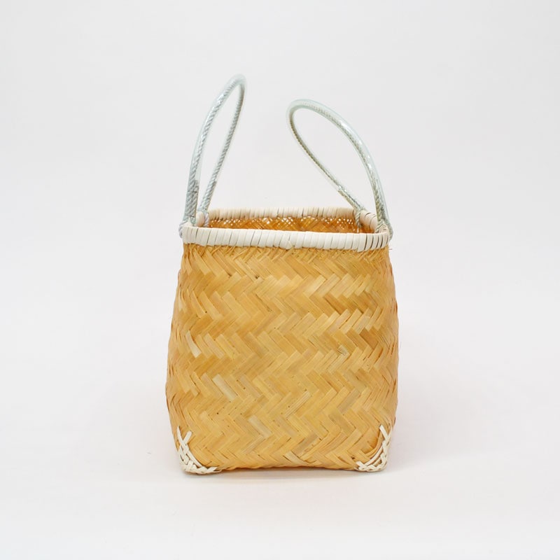 竹かごバッグ よこ型 L ナチュラル色 市場かご 自然色