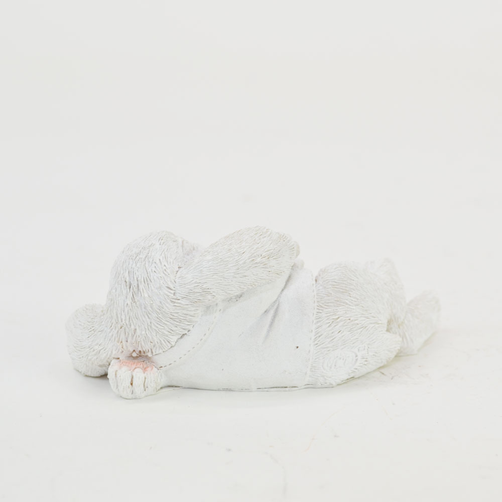 レジンラビット 白いうさぎ 昼寝 兎 卯 ウサギ 置き物