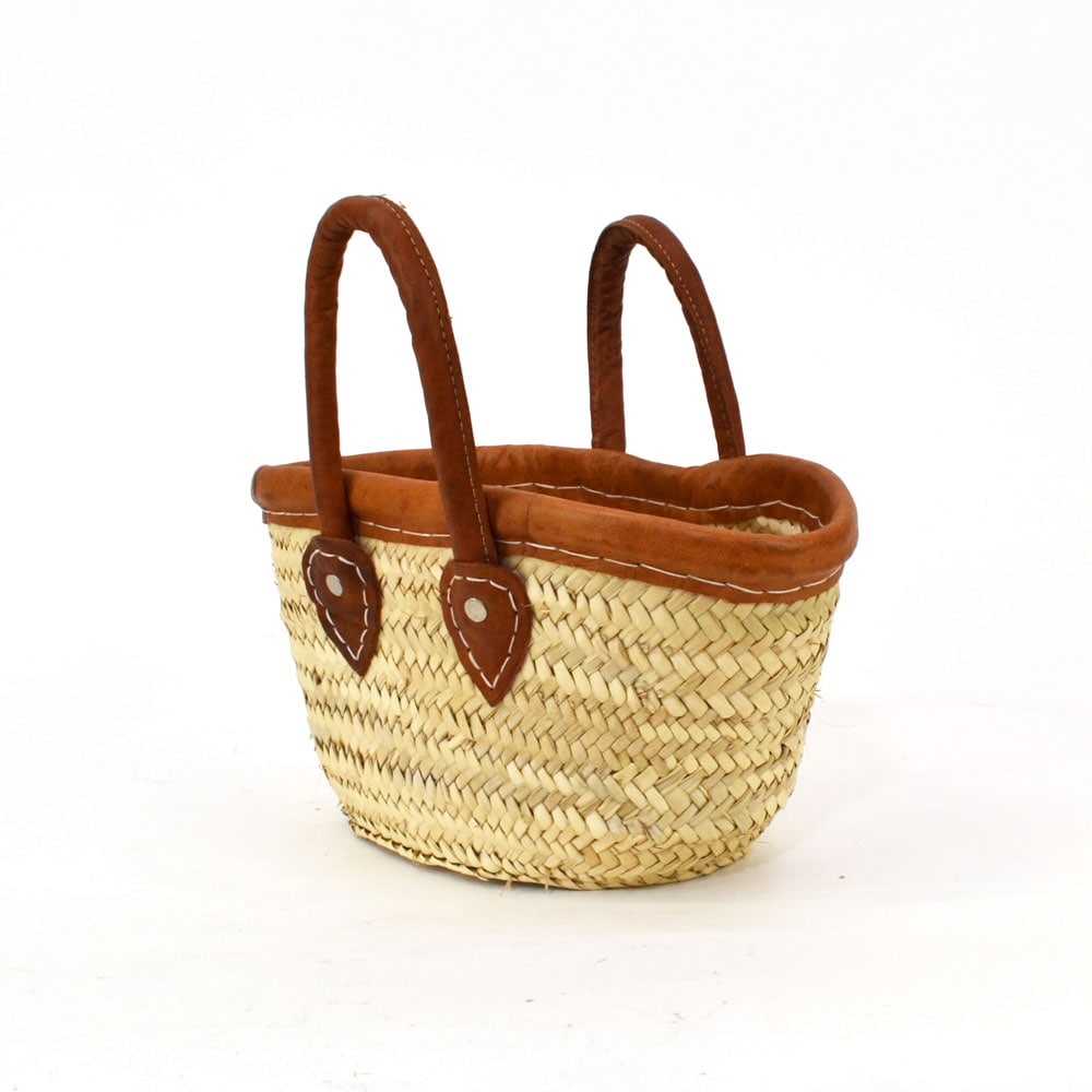 タザドーム かごバッグ 革縁革手 SS 薄茶 モロッコ ミニ