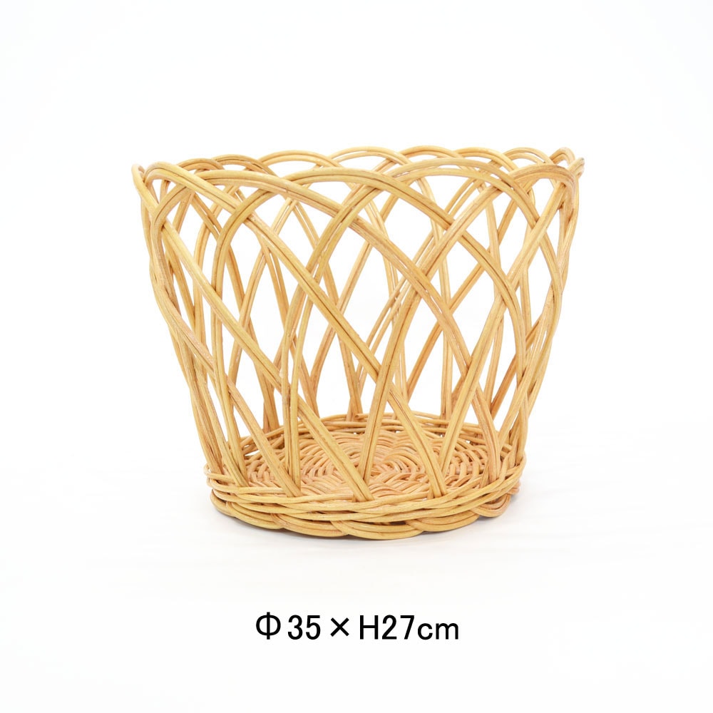 ラタン製 透かし編み ランドリーバスケット スリム トール