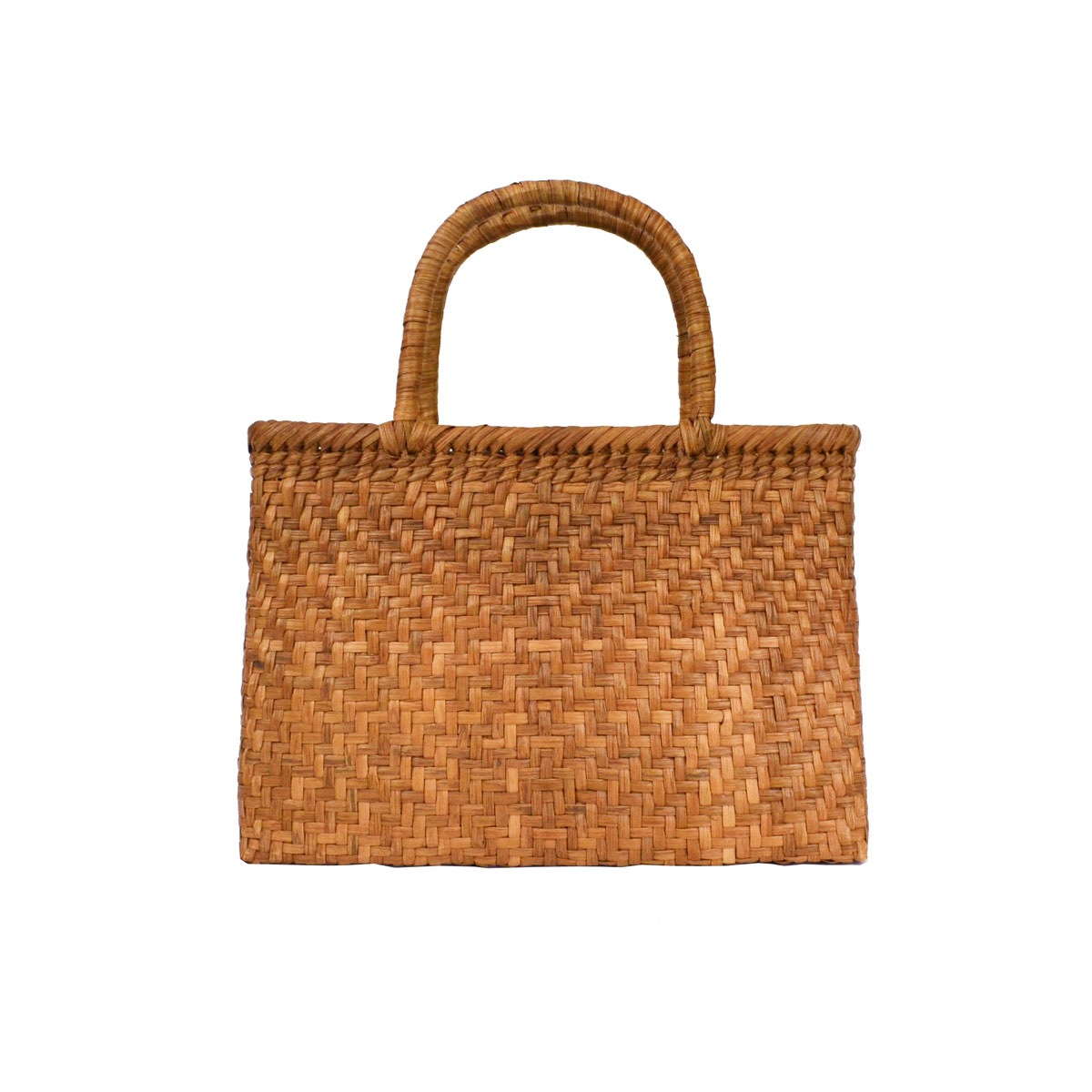 最高級 国産 山葡萄 小判網代編み 長持手 国産柿渋染め巾着 二番皮