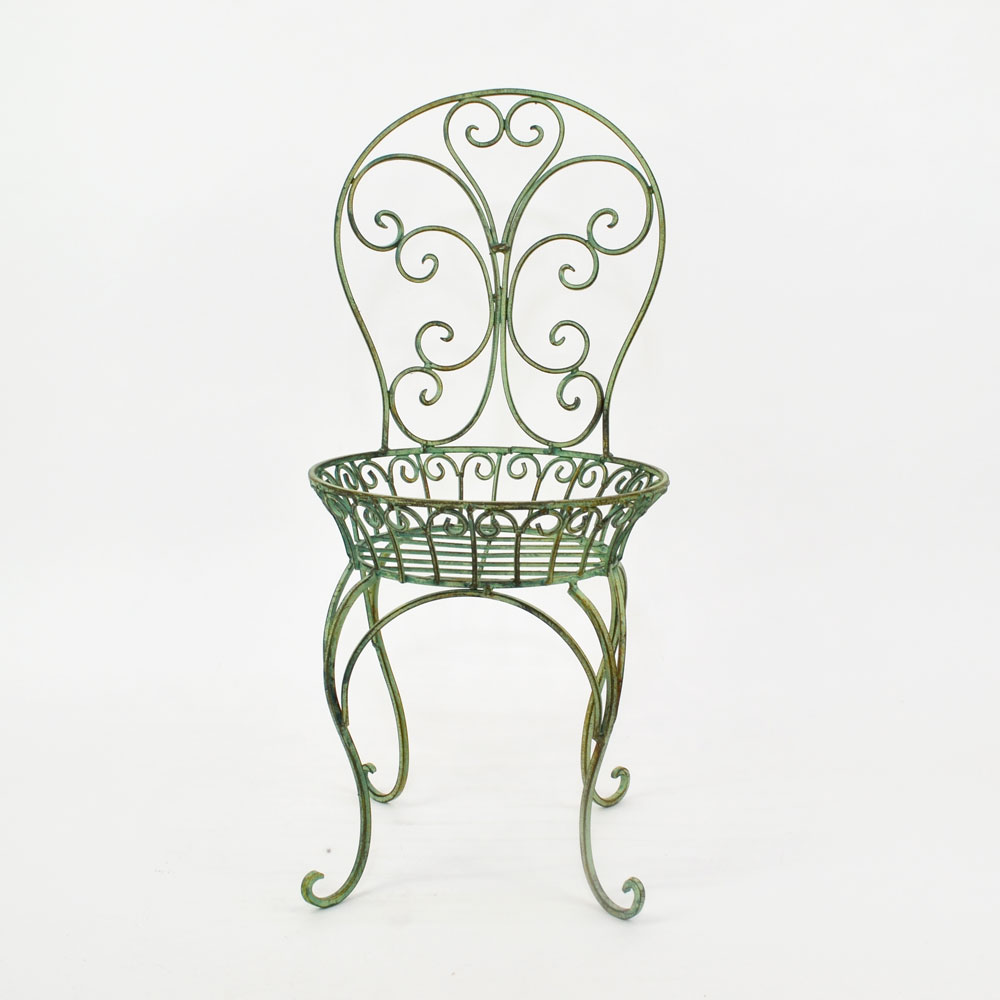 チェアプランタースタンド グリーン アイアン 花台 椅子型