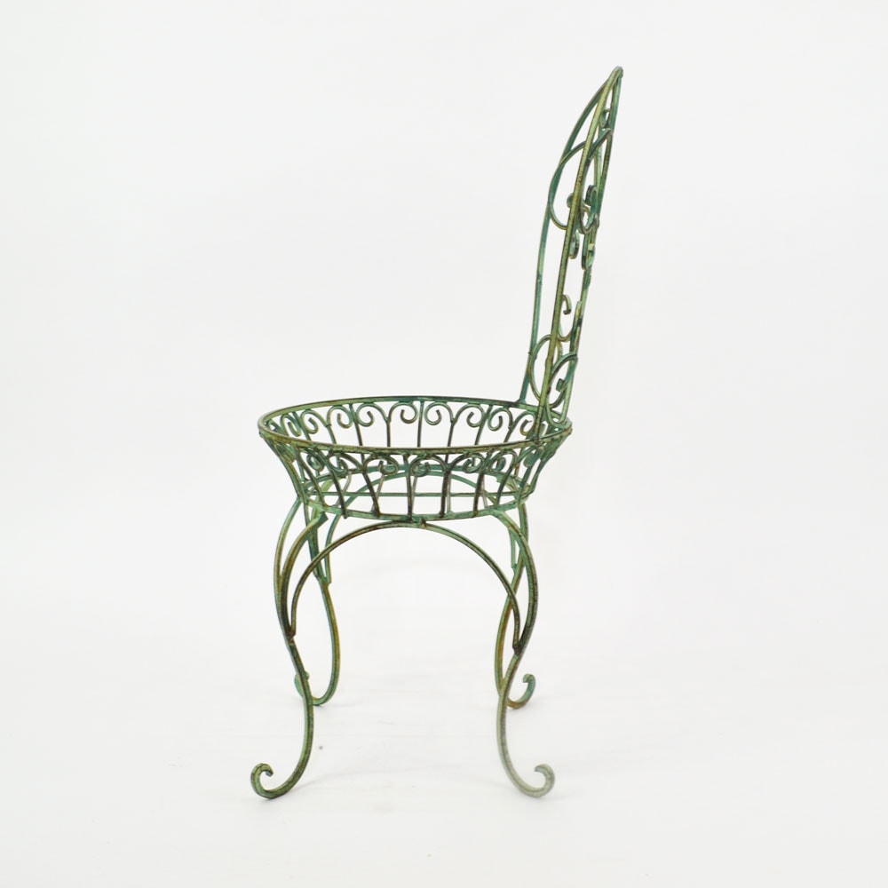 チェアプランタースタンド グリーン アイアン 花台 椅子型