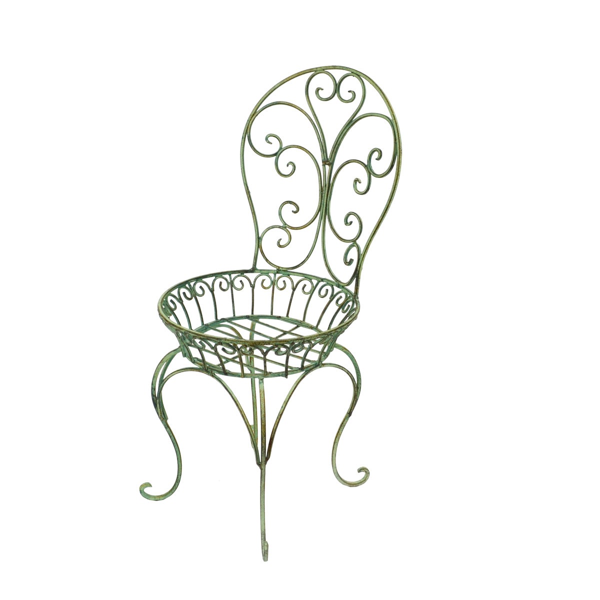 アンティークチェア　椅子　花台チェア チェアプランタースタンド グリーン アイアン 花台 椅子型