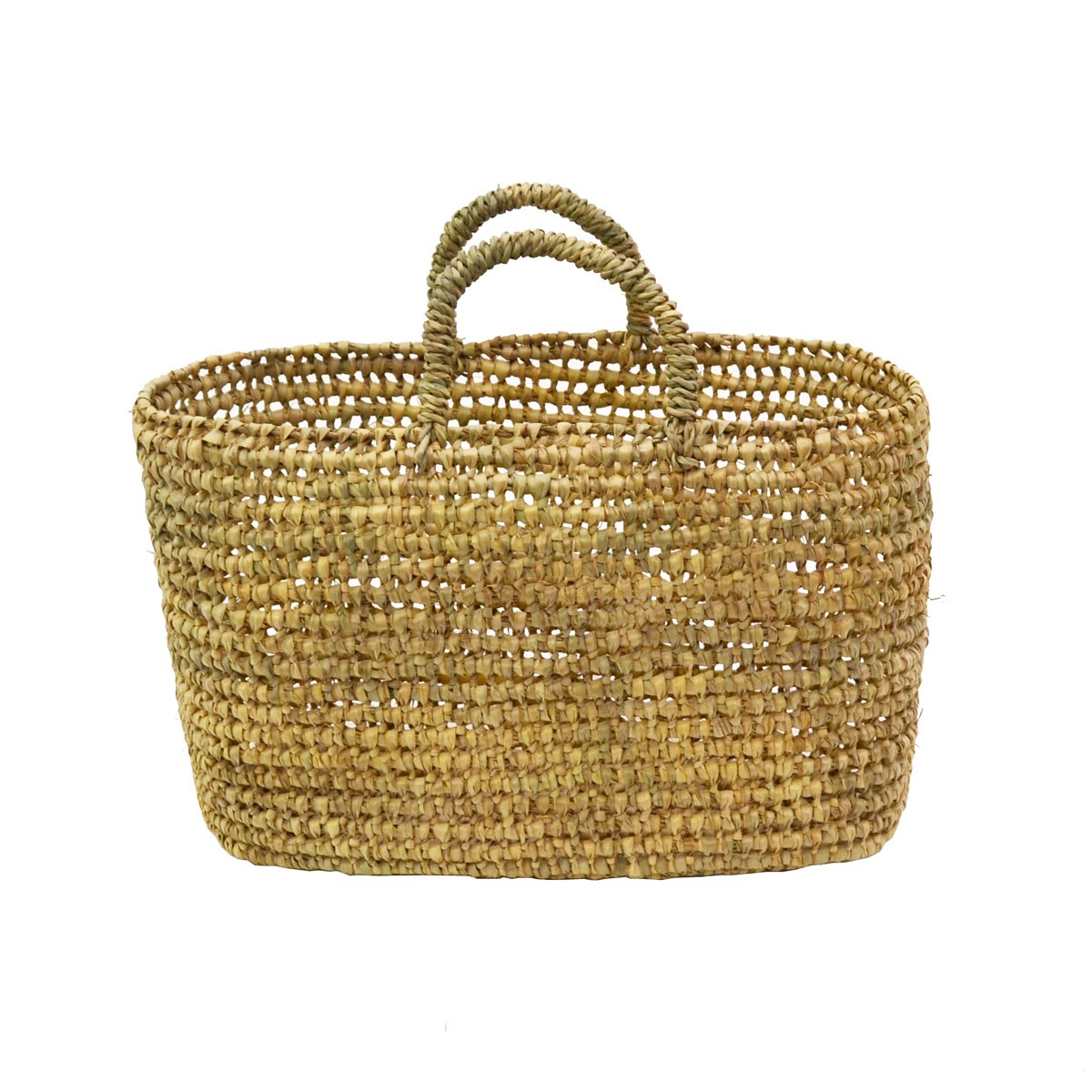 【新品未使用】モロッコ製 ハンドメイド かごバッグ モロッコより直輸入品 モロッコ製 マルシェかごバッグ ロングストラップ 椰子 かご
