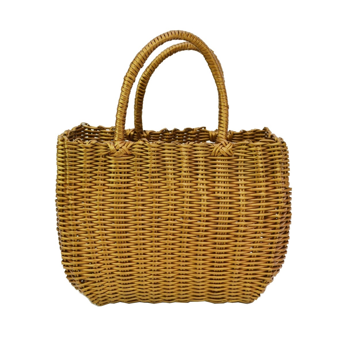 ゴールドかごバッグ PPバッグ ミドル マットゴールド ビニール かごバッグ