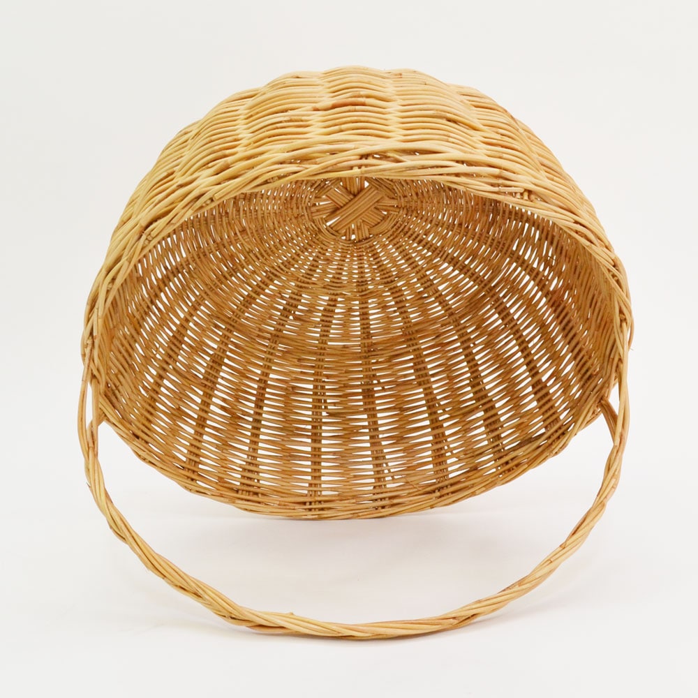タイ製 ラタン 一本手 丸籠 サークルバスケット 三つ編み