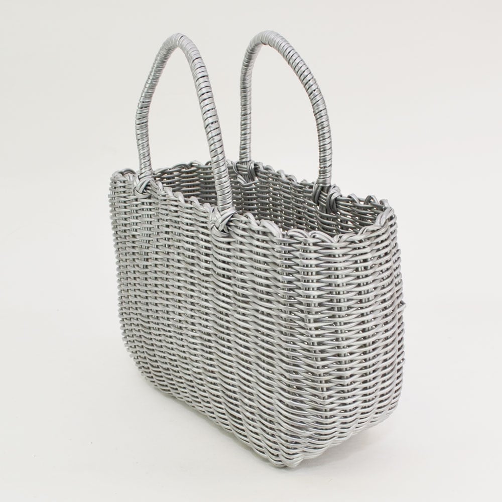 PPバッグ ミドル シルバー ビニール かごバッグ 温泉