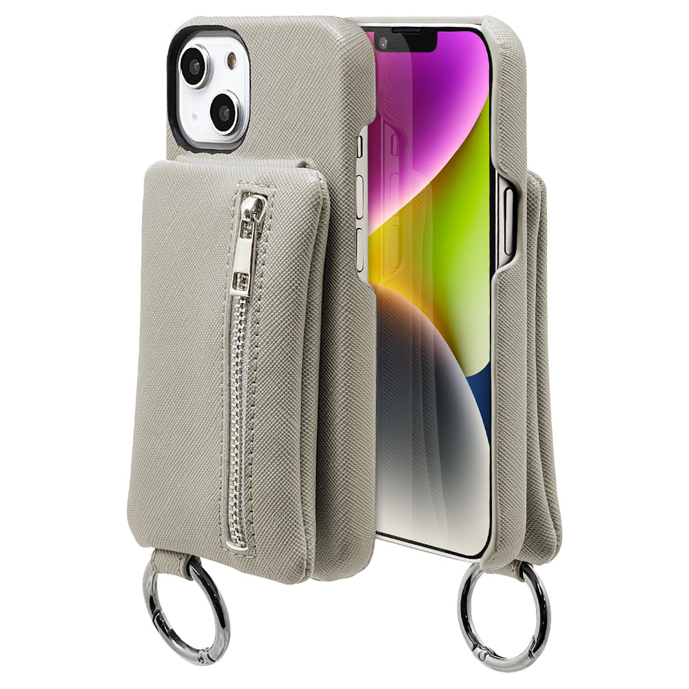 iPhone15 14 13 ケース カバー ハードケース ファスナーポケット