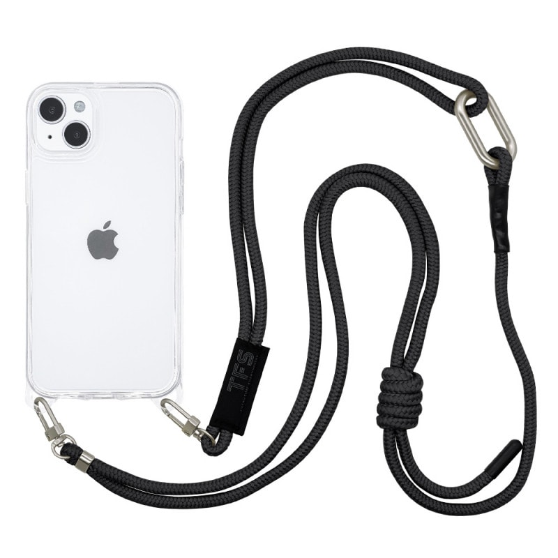 iPhone15 Plus 14 Plus  С ϥ֥å Ѿ׷ۼ ƷMIL   ꥢ Ʃ TPUХѡ+PC  ȥå Ф᤬ ͥåȥå ȥåץۡ ROPE shoulder ֥å ե14ץ饹 ޥۥ 7262IP267HB 饹Хʥ