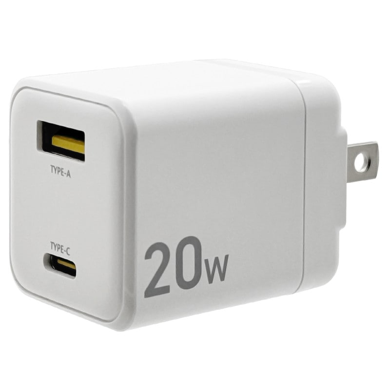 Ŵ USBŴ 2ݡ PDб A 󥻥 AC USB Type-C typec 20W Power Delivery Type-A typea 2.4A ® ®  2Ʊ ۥ磻 iPhone ޥ iPad RACCA20W02WH