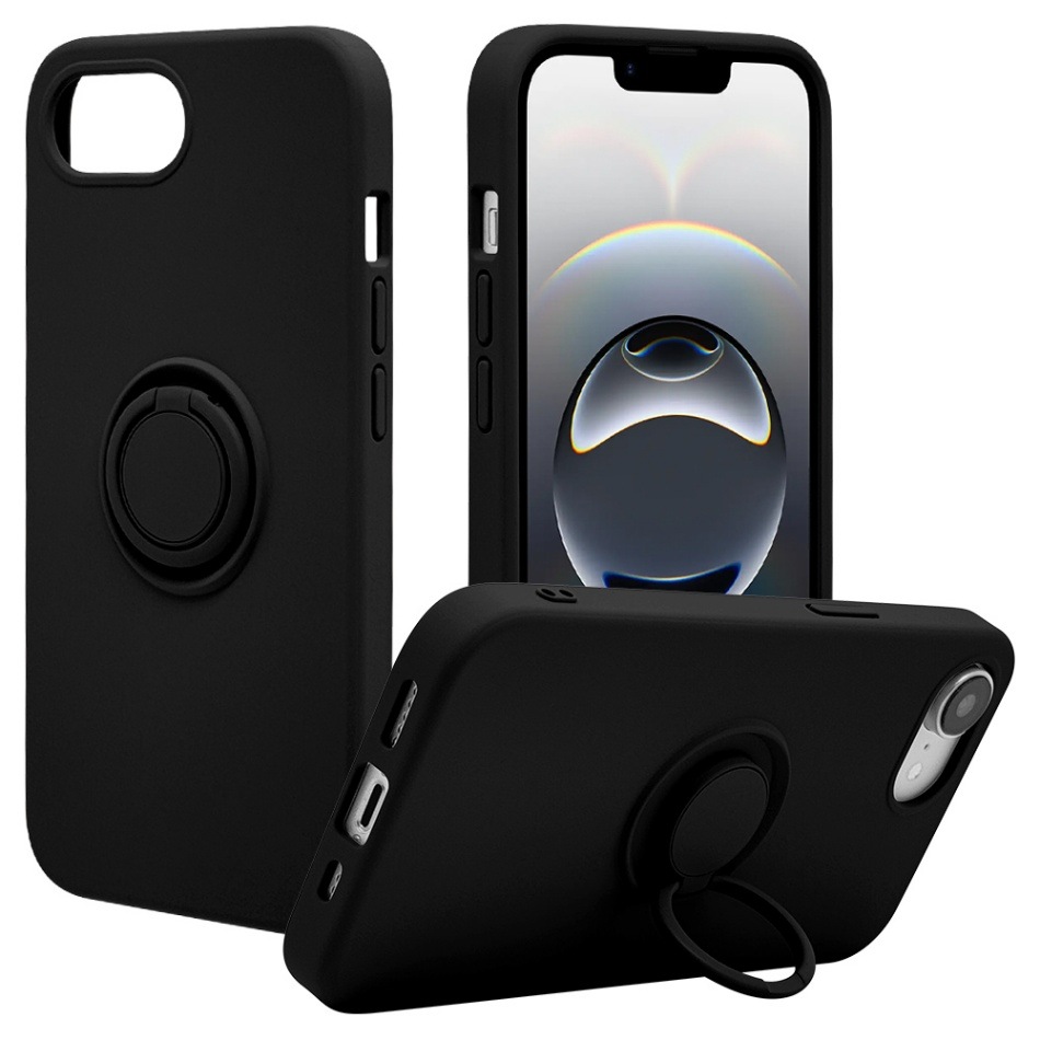 Apple iPhone 16e ブラック 本体 + ケース iPhone 16e ケース カバー ソフトケース TPU 耐衝撃吸収 スマホリング