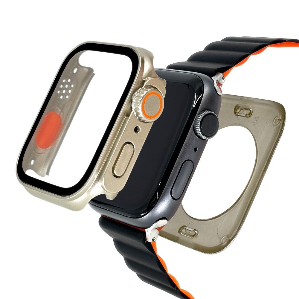 タッチタッチ　レトロ　引き取り　手渡し　クラウンガスライター　ガラスケース Apple Watch Series8 Series7 45mm ガラスフィルム ケース カバー