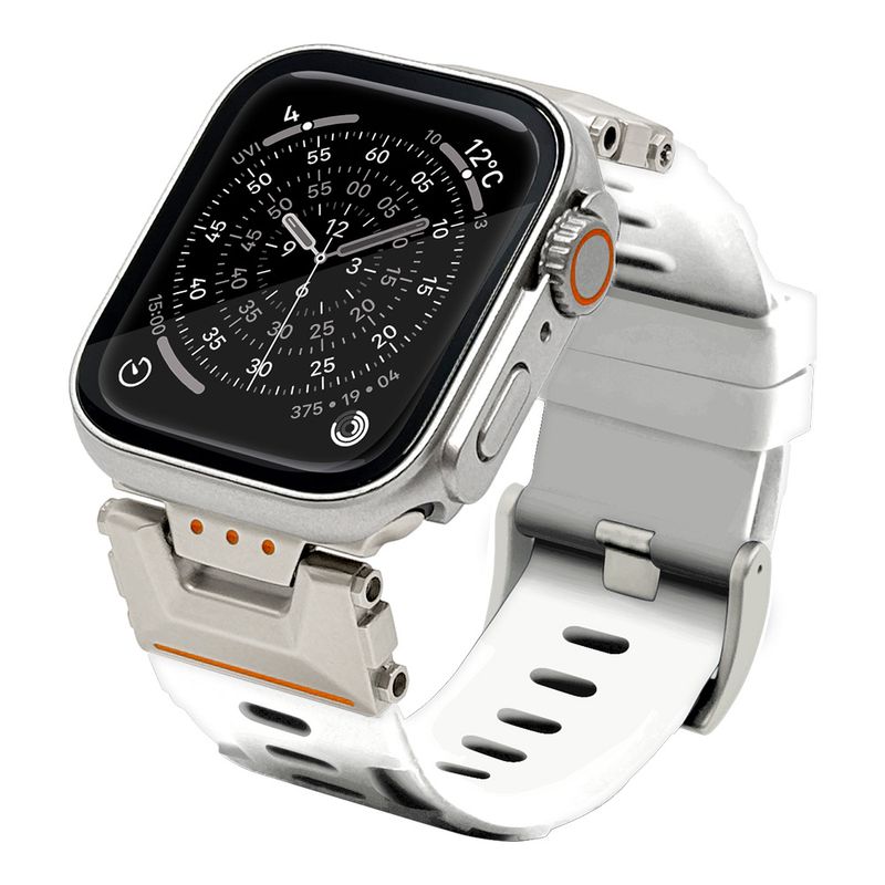 Apple Watch 49mm 46mm 45mm 44mm ULTRA style silicon band2 ����ȥ饹������ ���ꥳ��Х�� ������2 ��æ��ñ �Х�� �ۥ磻�� ���åץ륦���å� �٥�� RBLAWUS4409WH �饹���Хʥ�